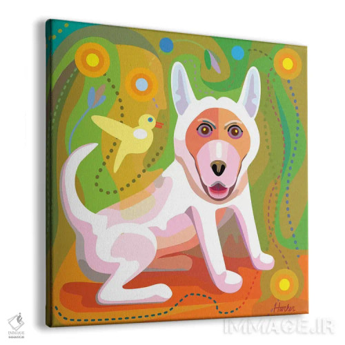 تابلو سگ سفید اثر چارلز هارکر - نمای پرسپکتیو محصول