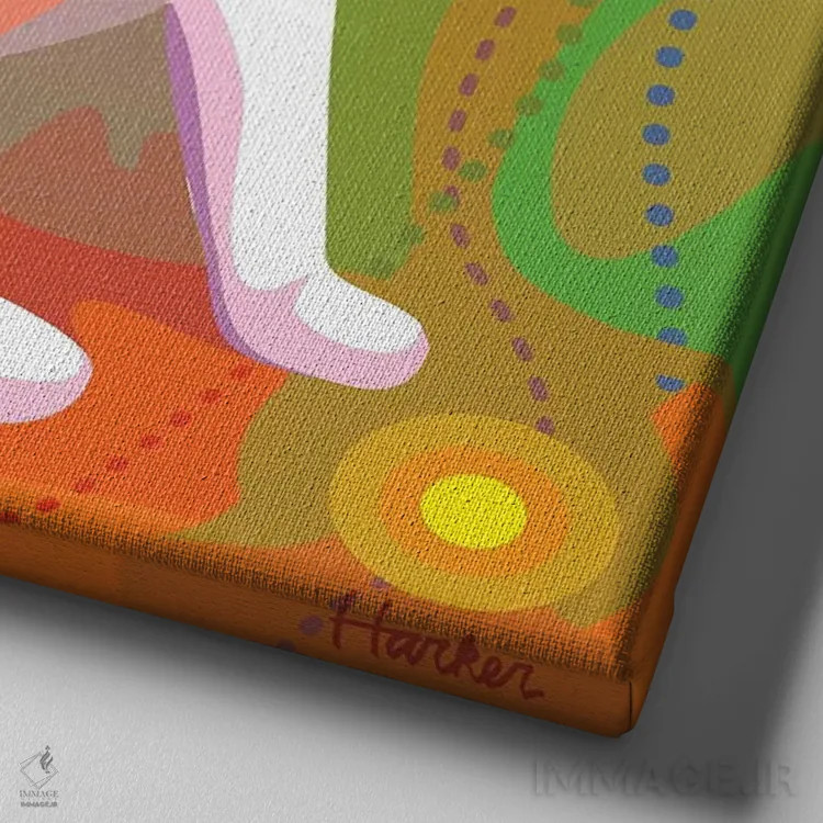 تابلو سگ سفید اثر چارلز هارکر - نمای نزدیک بافت بوم