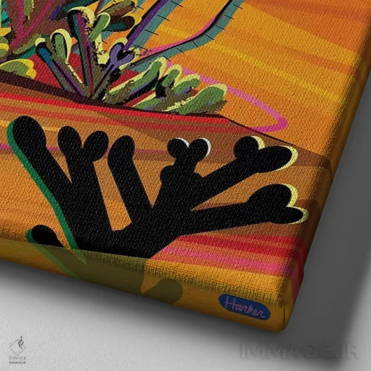 تابلو باغ کاکتوس اثر چارلز هارکر - نمای نزدیک بافت بوم