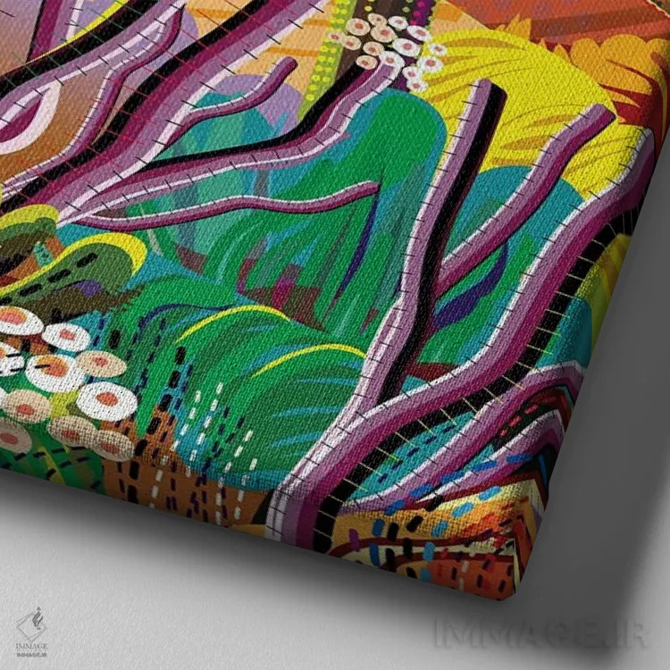 تابلو دره بهشت اثر چارلز هارکر - نمای نزدیک بافت بوم