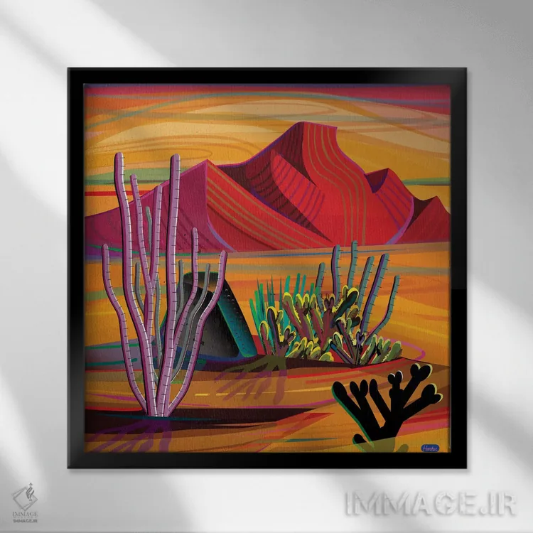 تابلو باغ کاکتوس اثر چارلز هارکر - نمای قابدار مشکی