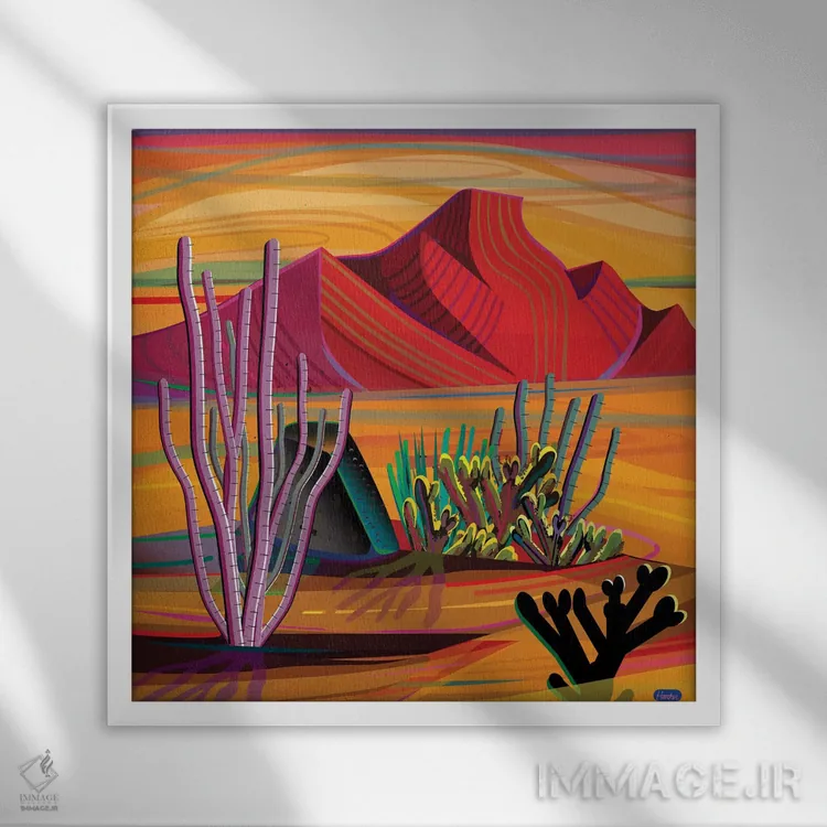 تابلو باغ کاکتوس اثر چارلز هارکر - نمای قابدار سفید
