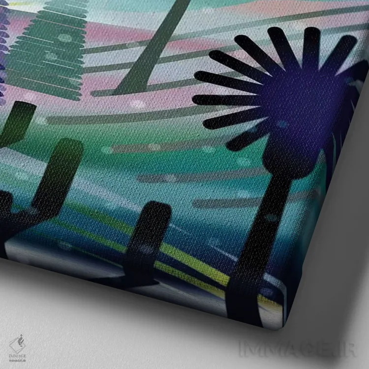 تابلو آبتنی در نور ماه اثر چارلز هارکر - نمای نزدیک بافت بوم