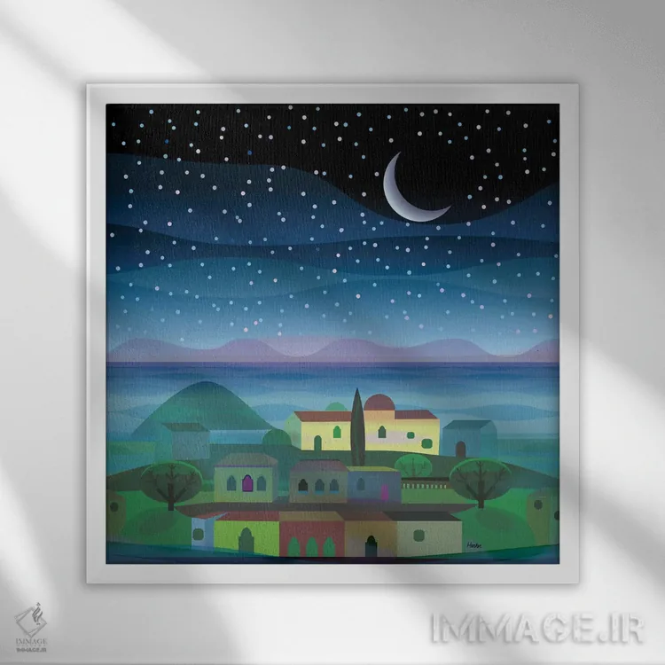 تابلو ماه جزیره اثر چارلز هارکر - نمای قابدار سفید