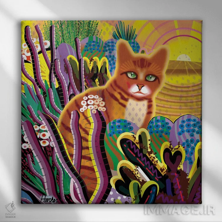 تابلو کوکو وگا در نقش گربه اثر چارلز هارکر - نمای روبهرو روی دیوار