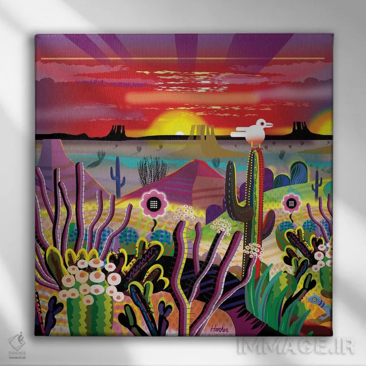 تابلو باغ بیابانی در طلوع اثر چارلز هارکر - نمای روبهرو روی دیوار