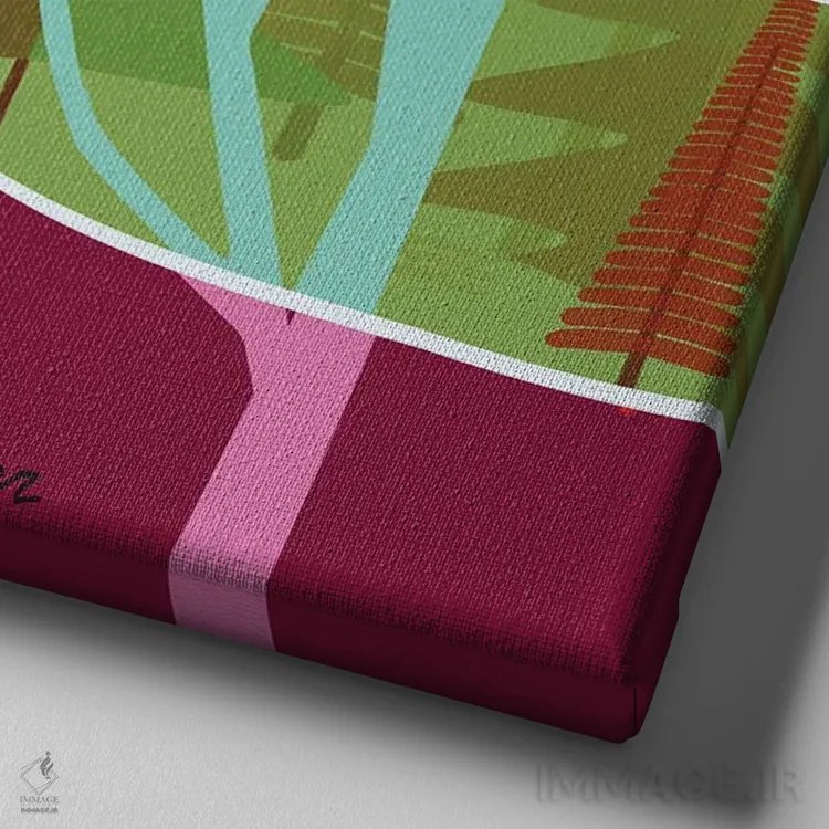 تابلو درختان توری پاینز (نام گونه درخت) اثر چارلز هارکر - نمای نزدیک بافت بوم