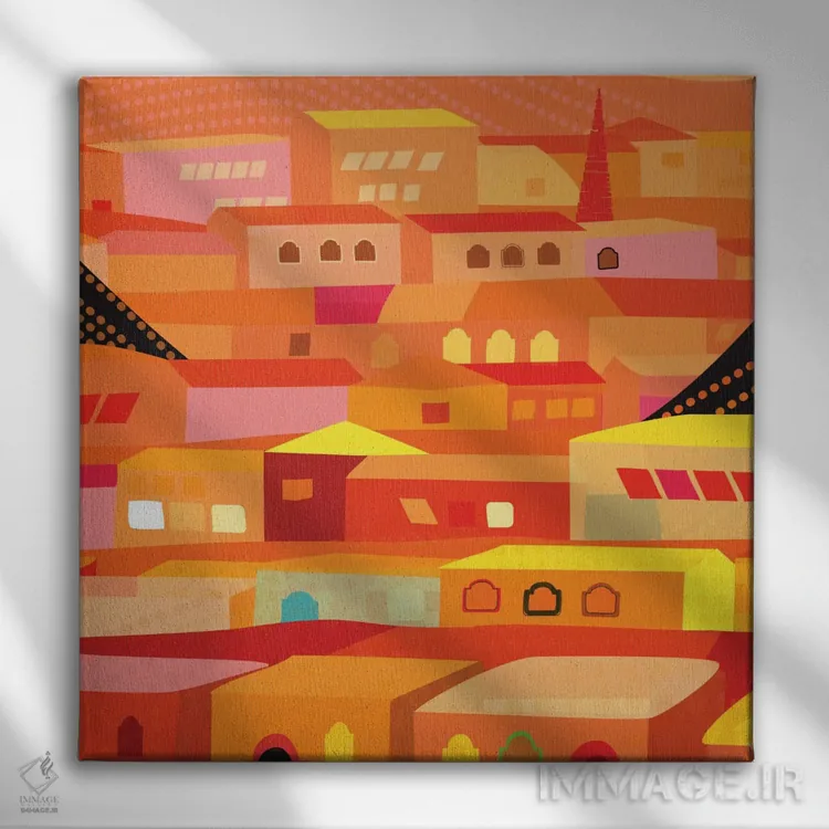 تابلو خانههای اوآخاکا (ایالت مکزیک) اثر چارلز هارکر - نمای روبهرو روی دیوار