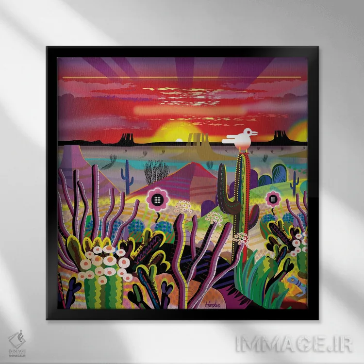 تابلو باغ بیابانی در طلوع اثر چارلز هارکر - نمای قابدار مشکی