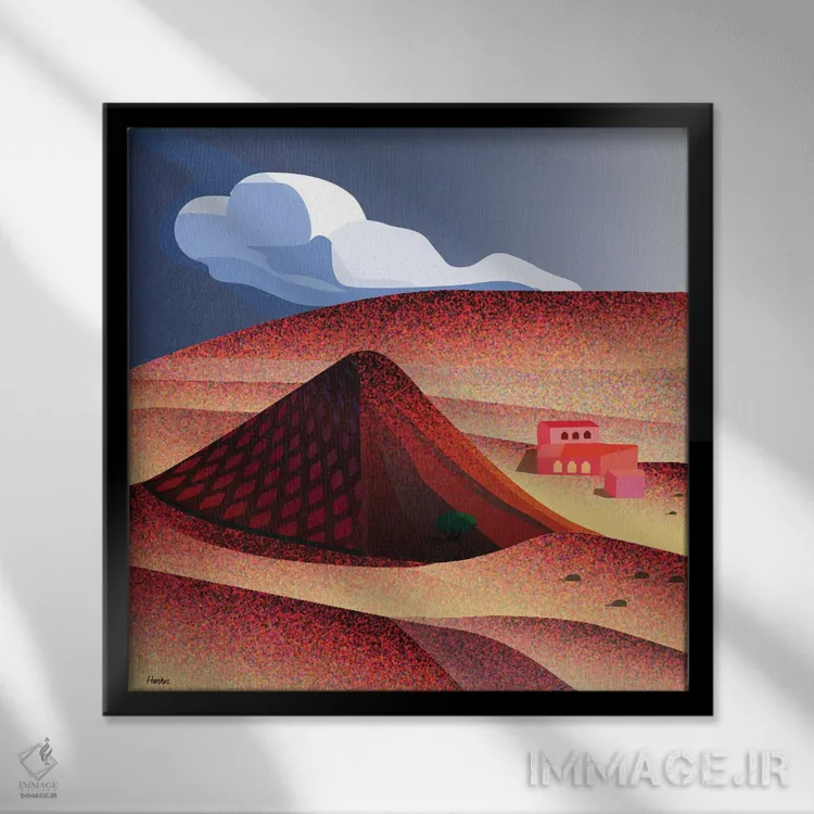 تابلو دره موجاوی اثر چارلز هارکر - نمای قابدار مشکی