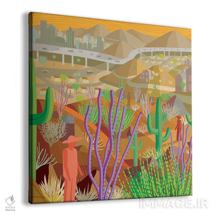 تابلو شهر بیابانی فنیکس اثر چارلز هارکر - نمای پرسپکتیو محصول