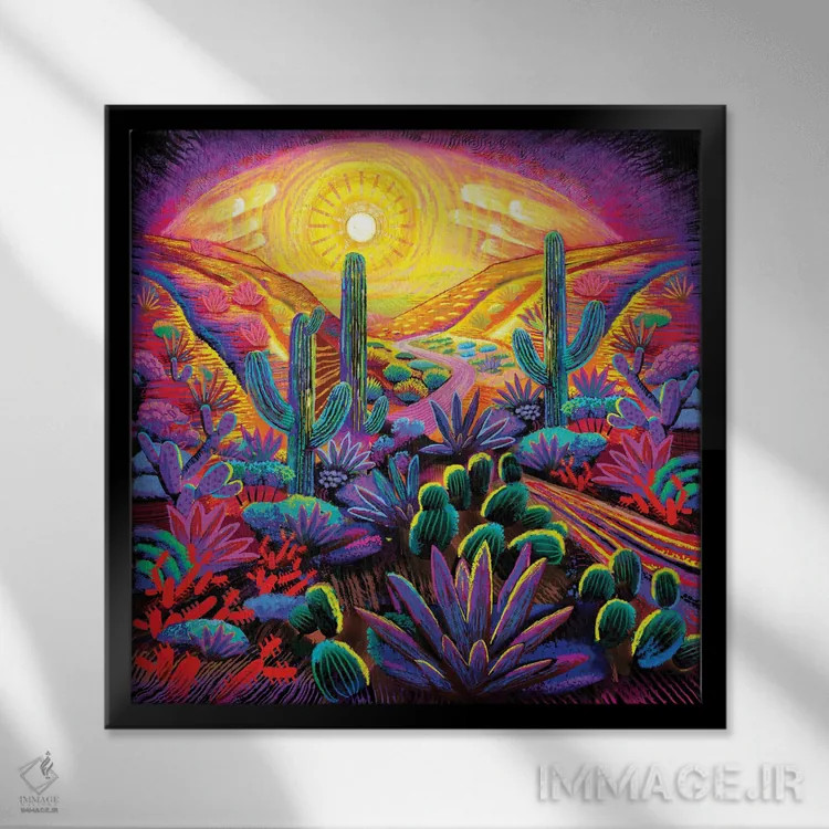 تابلو فانتزی پارک ساگوارو اثر چارلز هارکر - نمای قابدار مشکی