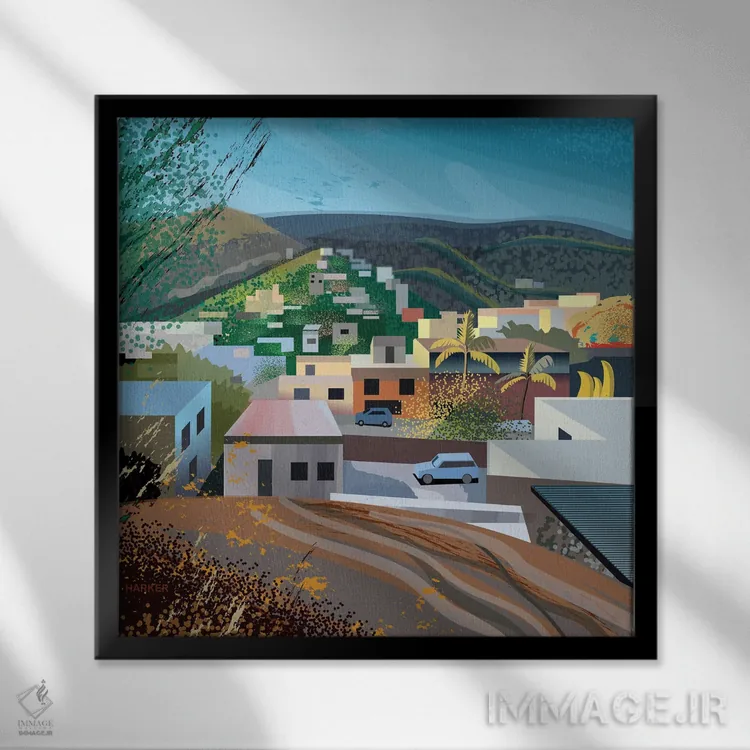 تابلو لاس رامبلاس (خیابان یا محله اسپانیایی) اثر چارلز هارکر - نمای قابدار مشکی