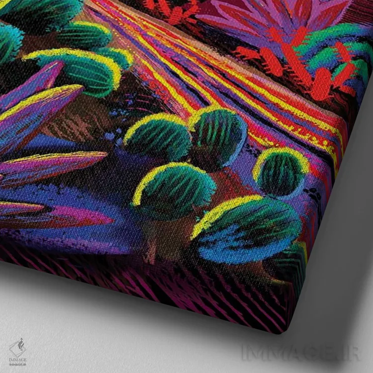 تابلو فانتزی پارک ساگوارو اثر چارلز هارکر - نمای نزدیک بافت بوم