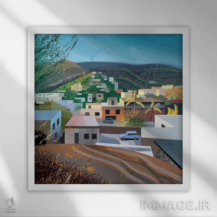 تابلو لاس رامبلاس (خیابان یا محله اسپانیایی) اثر چارلز هارکر - نمای قابدار سفید