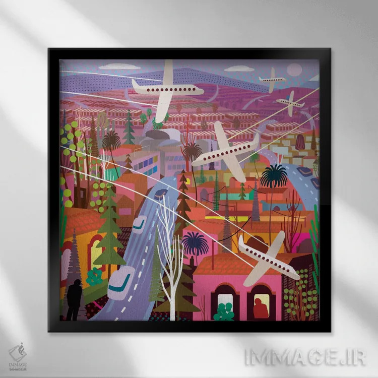 تابلو پوپوکاتپتل از بلوار سانست (کوه آتشفشانی مکزیک) اثر چارلز هارکر - نمای قابدار مشکی