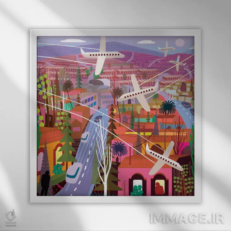 تابلو پوپوکاتپتل از بلوار سانست (کوه آتشفشانی مکزیک) اثر چارلز هارکر - نمای قابدار سفید