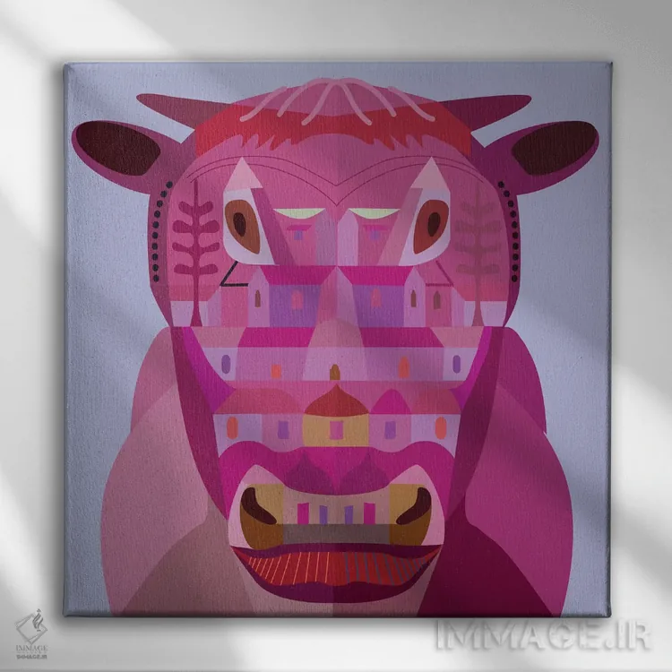 تابلو گاو در لسآنجلس اثر چارلز هارکر - نمای روبهرو روی دیوار