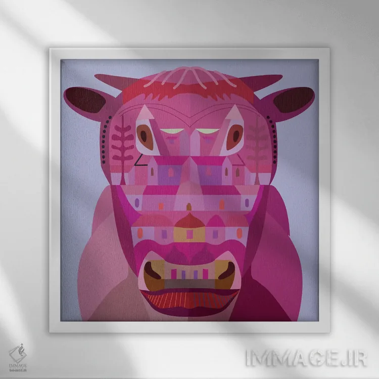 تابلو گاو در لسآنجلس اثر چارلز هارکر - نمای قابدار سفید