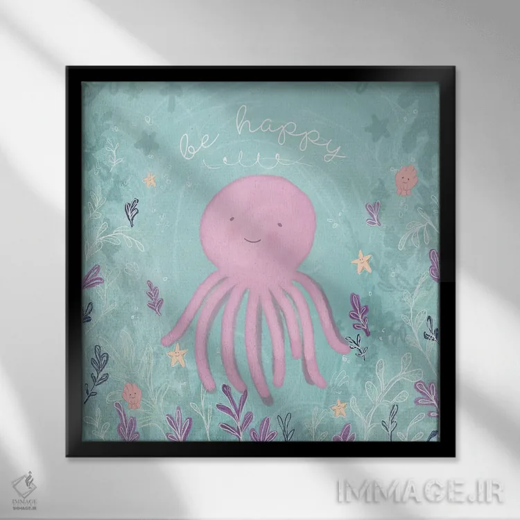 تابلو پری دریایی و اختاپوس دوم اثر هارتورکس (استودیو هنری) - نمای قابدار مشکی