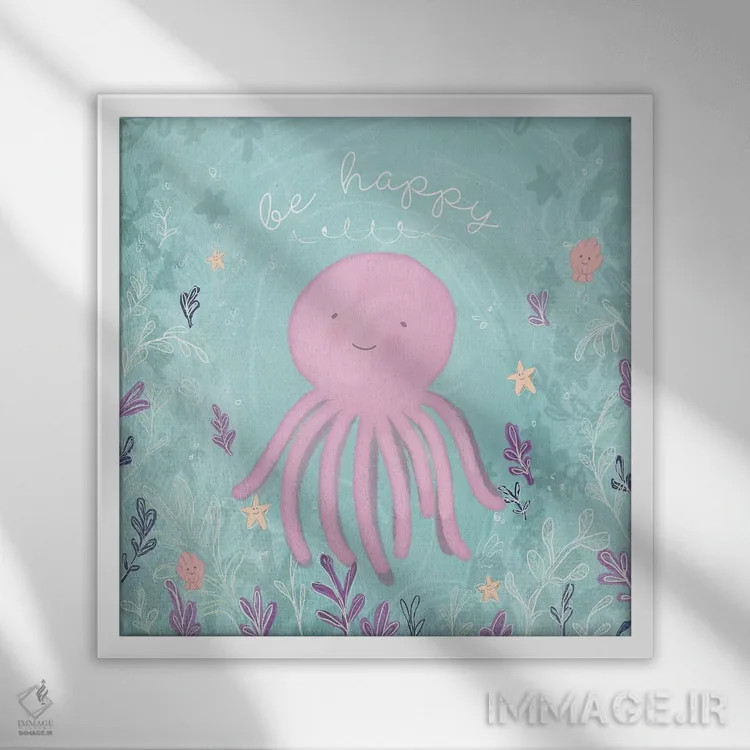تابلو پری دریایی و اختاپوس دوم اثر هارتورکس (استودیو هنری) - نمای قابدار سفید