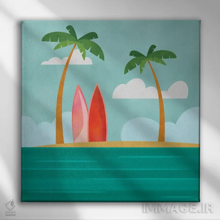 تابلو منطقه موجسواری کارائیب اثر آندریا هازه - نمای روبهرو روی دیوار