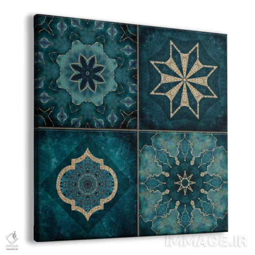 تابلو کاشیهای فیروزهای شیک اثر آندریا هازه - نمای پرسپکتیو محصول