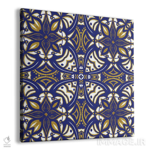 تابلو کاشی آبی طلایی قدیمی اثر آندریا هازه - نمای پرسپکتیو محصول