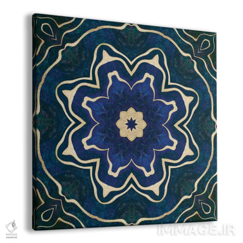 تابلو کاشی آبی طلایی اثر آندریا هازه - نمای پرسپکتیو محصول