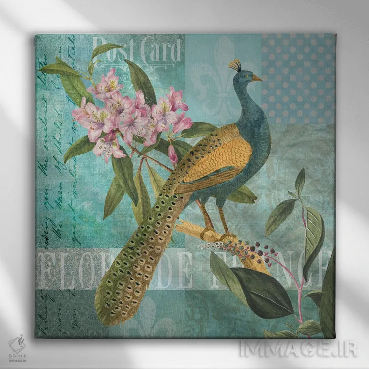 تابلو بهشت طاووسها اثر آندریا هازه - نمای روبهرو روی دیوار