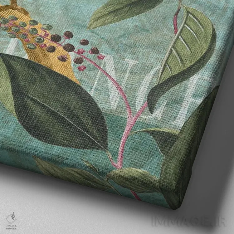 تابلو بهشت طاووسها اثر آندریا هازه - نمای نزدیک بافت بوم