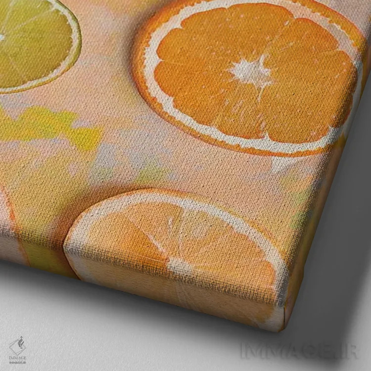 تابلو تفریح مرکباتی (مضمون مرکبات) اثر آندریا هازه - نمای نزدیک بافت بوم