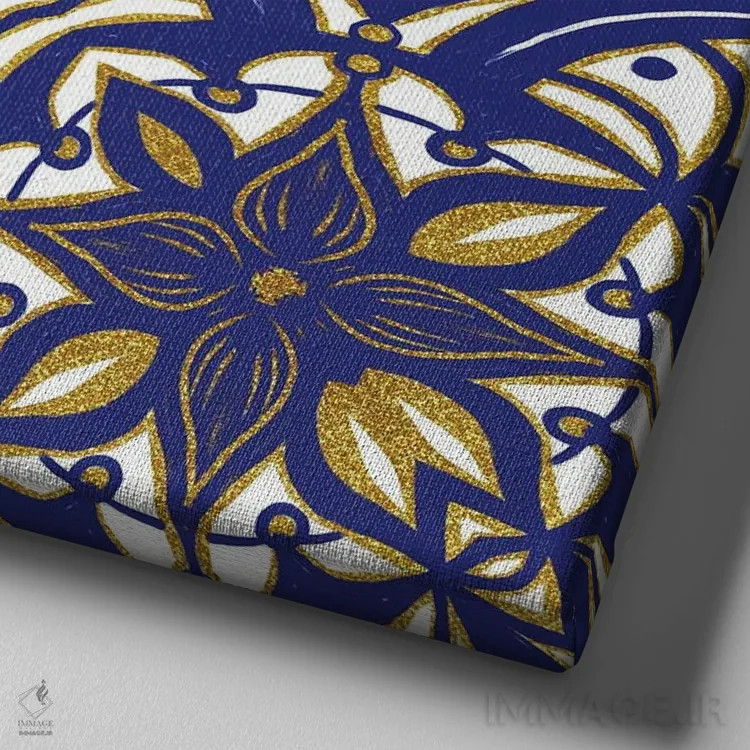 تابلو کاشی آبی طلایی قدیمی اثر آندریا هازه - نمای نزدیک بافت بوم