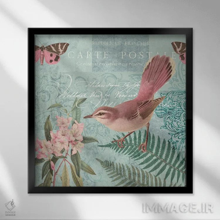 تابلو باغ پرندگان قدیمی اثر آندریا هازه - نمای قابدار مشکی