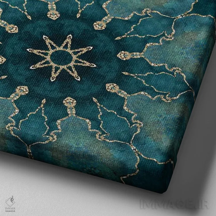 تابلو کاشیهای فیروزهای شیک اثر آندریا هازه - نمای نزدیک بافت بوم