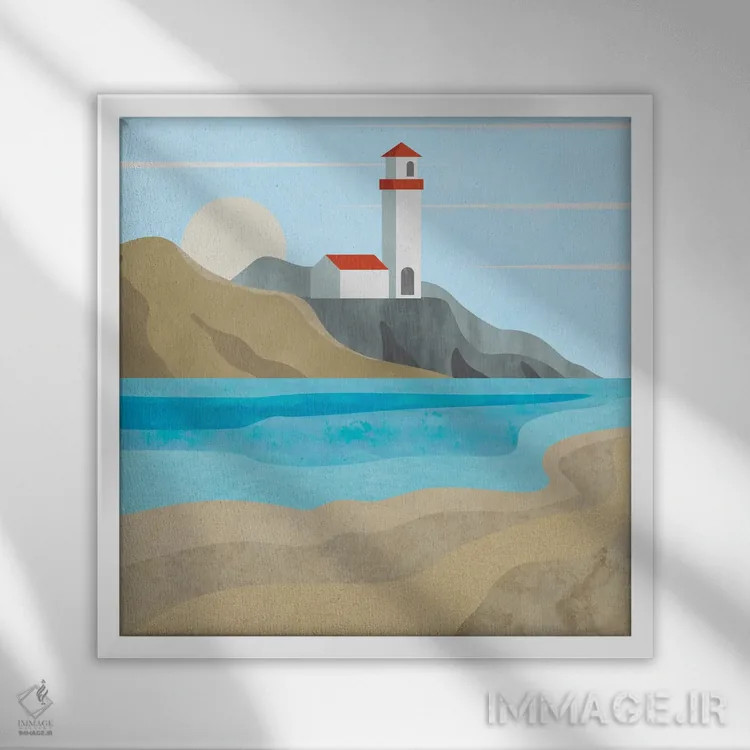 تابلو فانوس دریایی ایست اند اثر آندریا هازه - نمای قابدار سفید