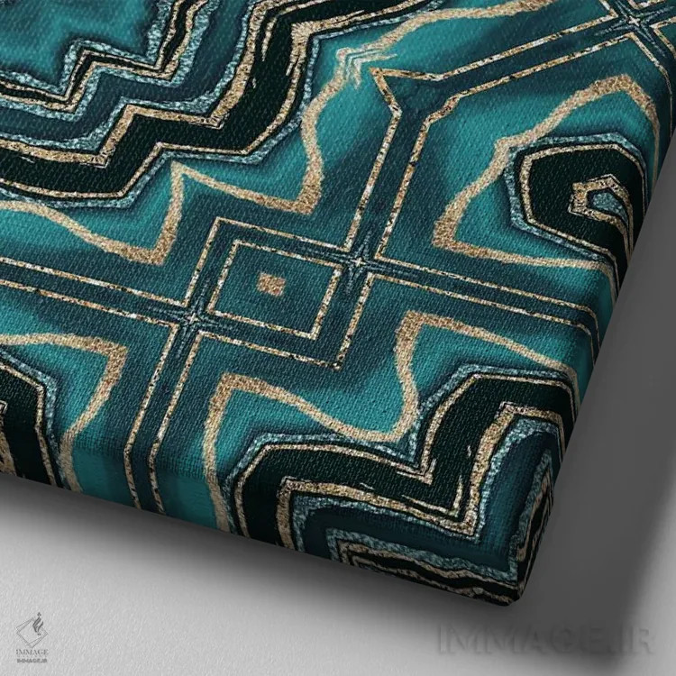 تابلو کاشی طلایی فیروزهای هفتم اثر آندریا هازه - نمای نزدیک بافت بوم