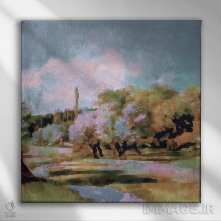 تابلو منظره روز بهاری اثر آندریا هازه - نمای روبهرو روی دیوار