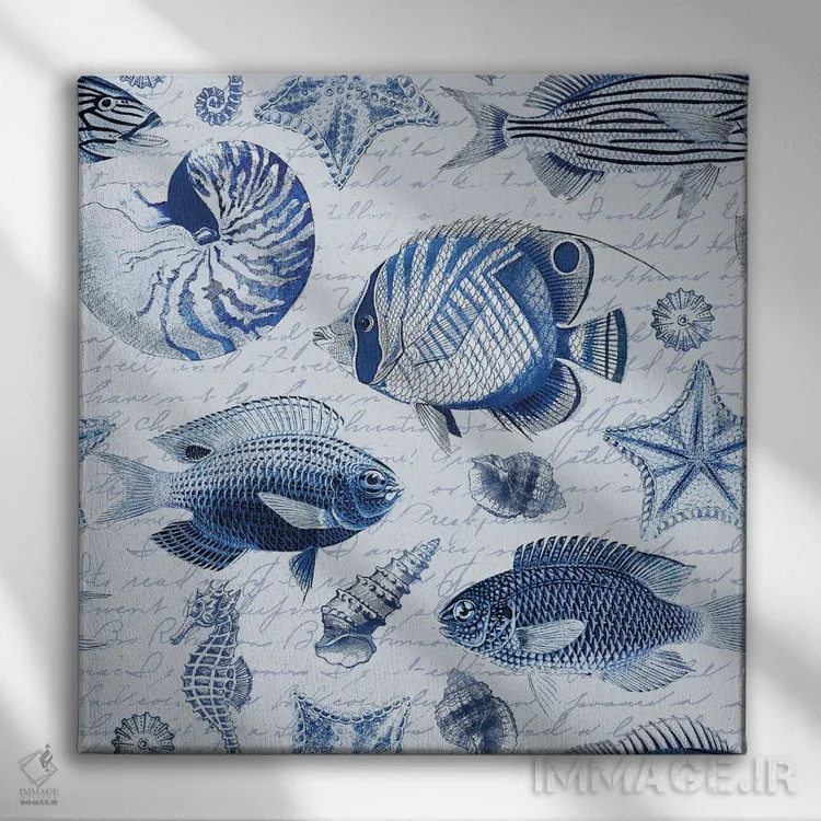 تابلو طرح ماهی قدیمی اثر آندریا هازه - نمای روبهرو روی دیوار
