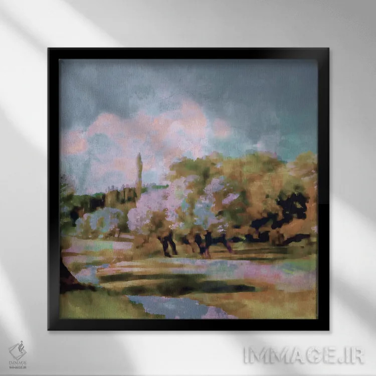 تابلو منظره روز بهاری اثر آندریا هازه - نمای قابدار مشکی