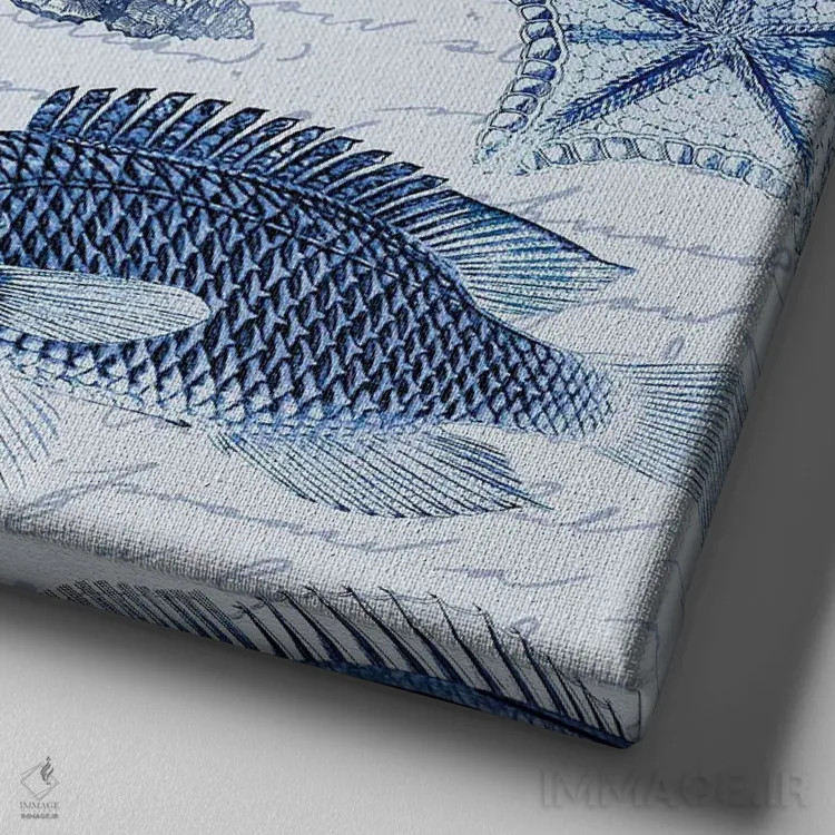 تابلو طرح ماهی قدیمی اثر آندریا هازه - نمای نزدیک بافت بوم