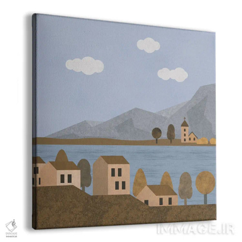 تابلو روستای دریاچهای ایتالیا اثر آندریا هازه - نمای پرسپکتیو محصول