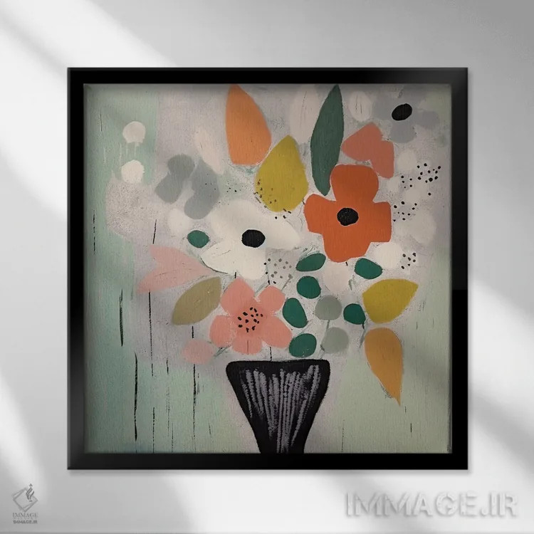 تابلو شکوفههای هنرمندانه اثر آندریا هازه - نمای قابدار مشکی