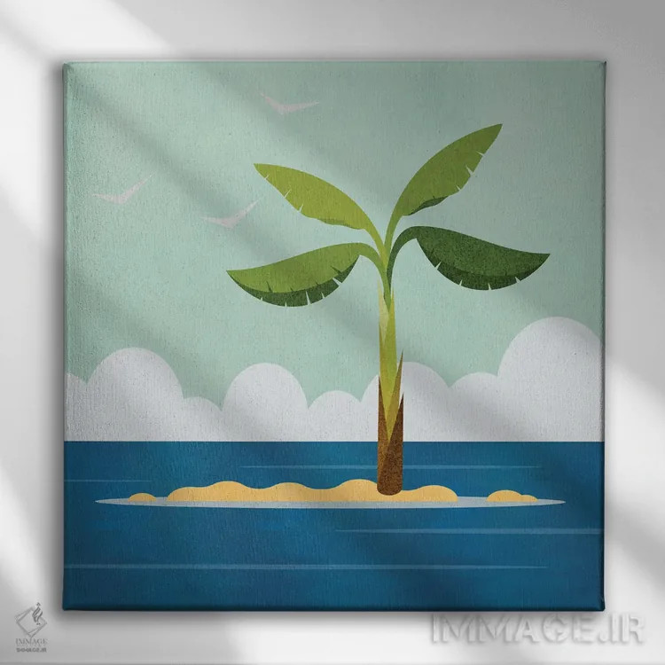 تابلو جزیره درخت نخل اثر آندریا هازه - نمای روبهرو روی دیوار
