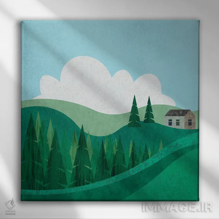 تابلو خانه روی تپه اثر آندریا هازه - نمای روبهرو روی دیوار