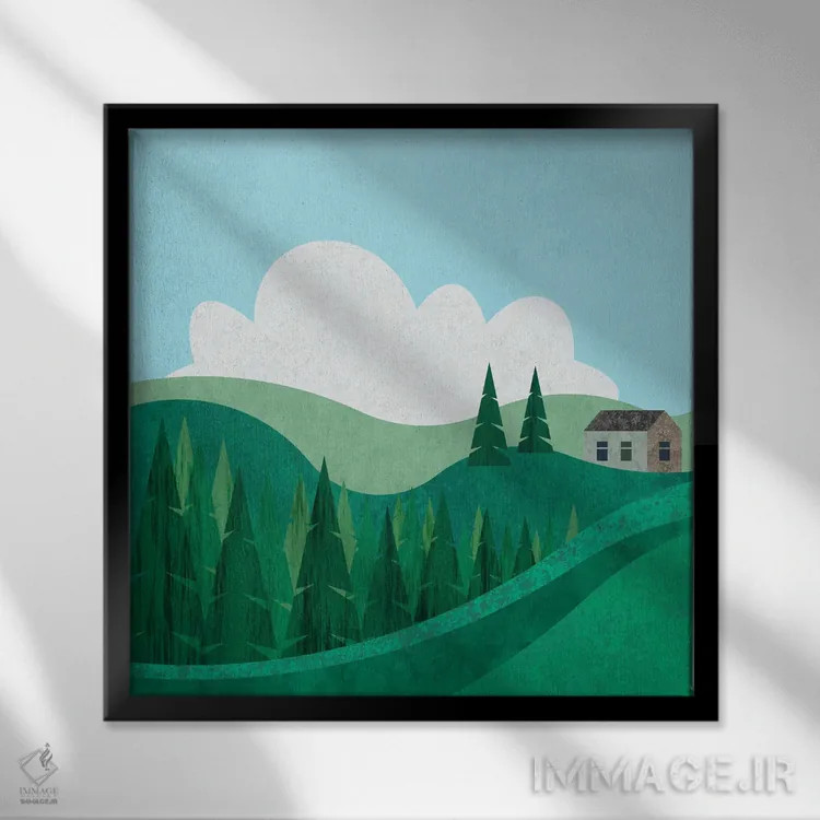 تابلو خانه روی تپه اثر آندریا هازه - نمای قابدار مشکی