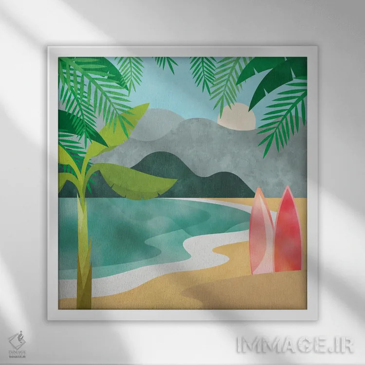 تابلو نقطه مخفی موجسواری اثر آندریا هازه - نمای قابدار سفید