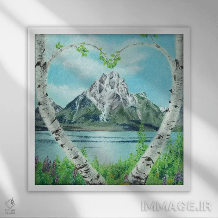 تابلو قلب تیتون اثر هالی سیمنتال - نمای قابدار سفید