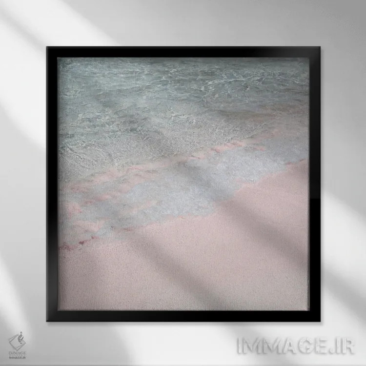 تابلو ساحل صورتی در جزیره کرت اثر هنریکه شنک - نمای قابدار مشکی