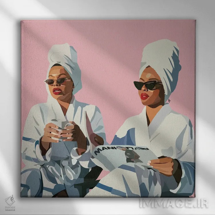 تابلو صورتی گالنتاین (دوستی زنانه) اثر آرتپِیسیئی - نمای روبهرو روی دیوار